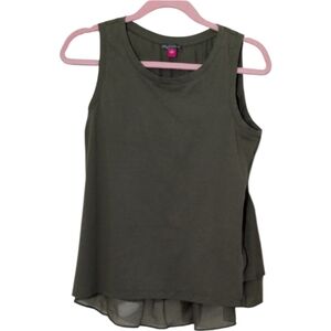💲⬇️Vince Camuto Dark Army Green Tank top With flowy Layers